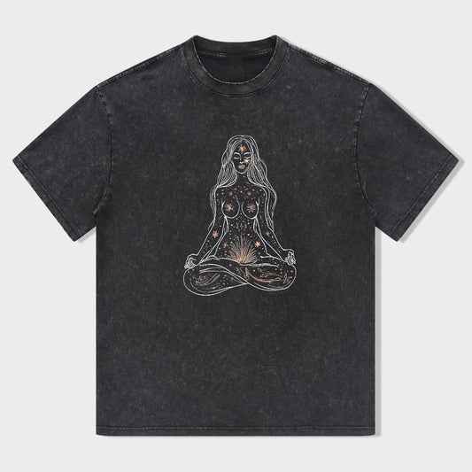 Meditation Goddess Graphic Tee Women's Casual Short Sleeve T-Shirt
