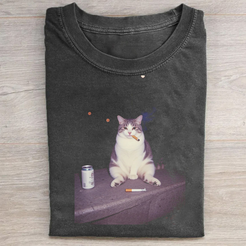 Vintage Cat Graphic T-Shirt