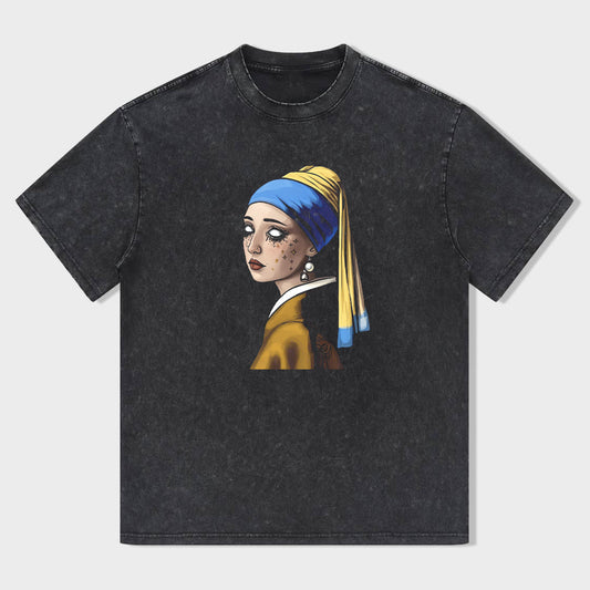 Girl with a Pearl Earring Art Print Graphic T-Shirt
