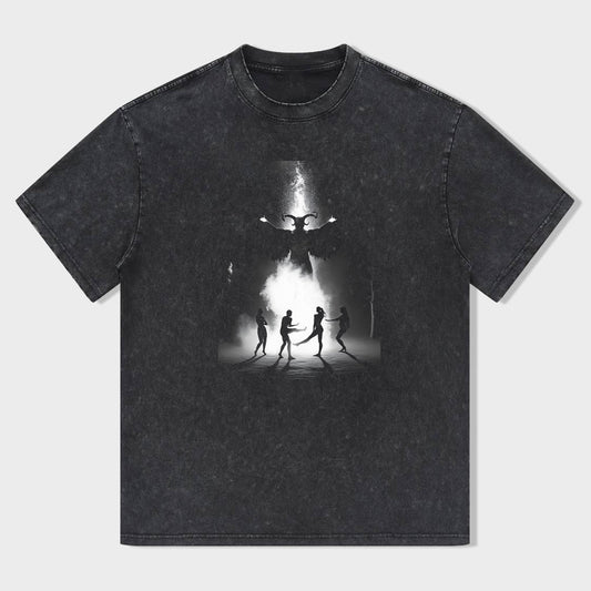 Men's Graphic T-Shirt with Alien UFO and Silhouette Design T-Shirt