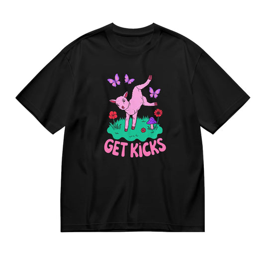 Get Kicks Pink Cat Graphic T-Shirt