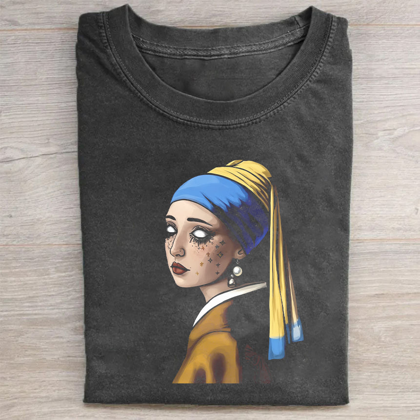 Girl with a Pearl Earring Art Print Graphic T-Shirt