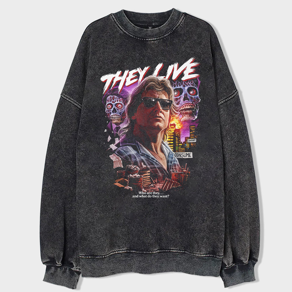 Live in Doubt Acid Wash Sweatshirt - heygraff