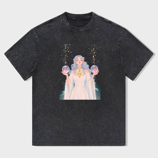 Magical Fairy Princess Graphic Tee for Women Girls Fantasy Art Print Short Sleeve T-Shirt