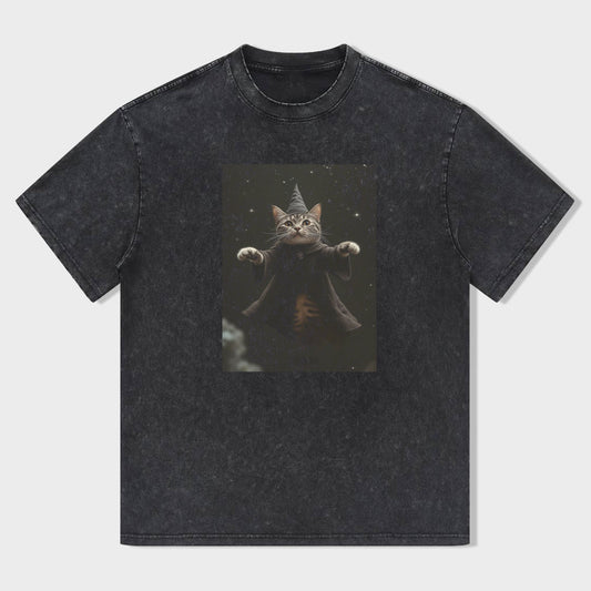 Cute Cat Graphic Print Men's Casual T-Shirt