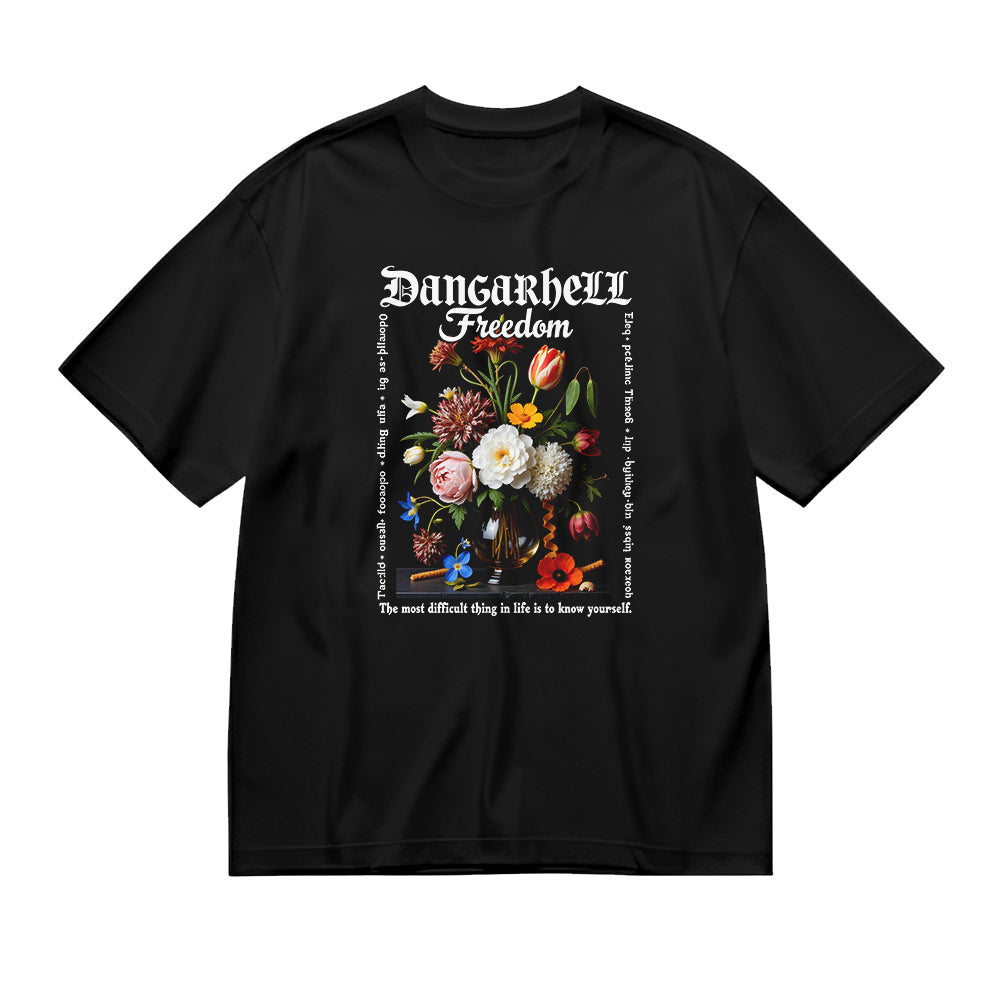 Dangerhell Freedom Floral Design Graphic T-Shirt