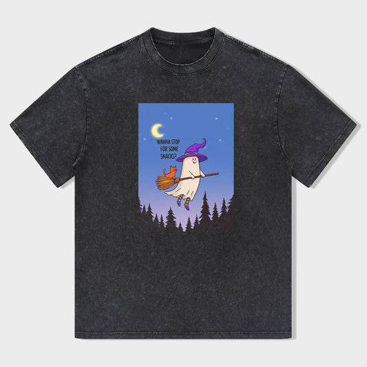 Cute Ghost Witch Graphic T-Shirt