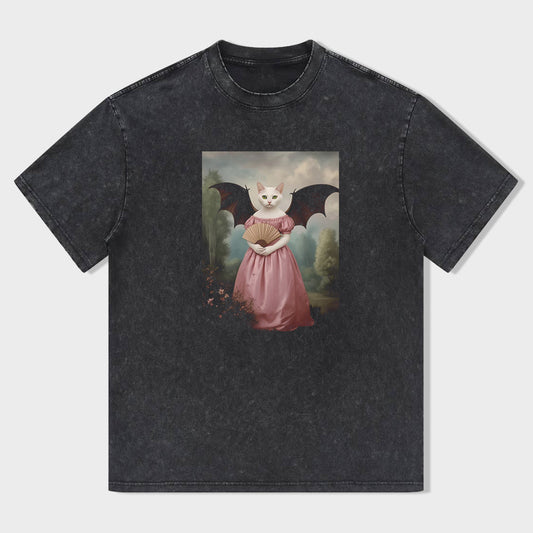 Vintage Gothic Cat in Pink Dress Graphic T-Shirt