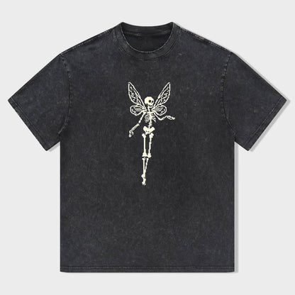 Skull Fairy Graphic Print Men's Casual Short Sleeve T-Shirt