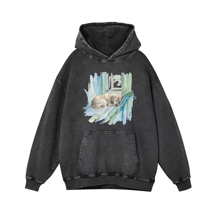 heygraff™ Soulful Companions" Hand-Drawn Dog Portrait tshirt | Vintage Washed Cotton| Quiet Companions