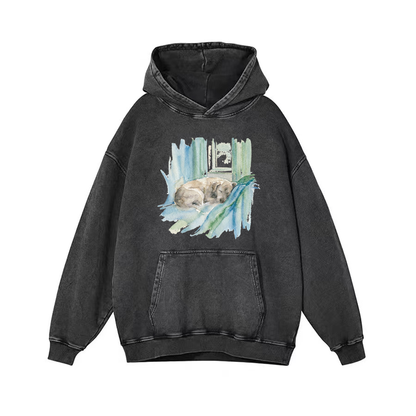 heygraff™ Soulful Companions" Hand-Drawn Dog Portrait tshirt | Vintage Washed Cotton| Quiet Companions