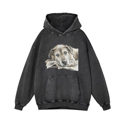 Heygraff™ "Old Soul" Hand-Drawn Dog Sketch tshirt | Vintage Washed Cotton| Quiet Companions