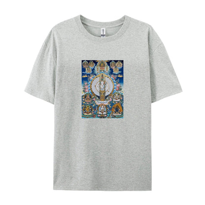 Buddhist Thangka Art T-Shirt for Men Women - Tibetan Mandala Design - Spiritual Meditation Clothing - Comfortable Casual Tee - Unique Gift Idea
