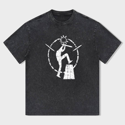 Men's Graphic Tee with Distressed Print Design T-Shirt
