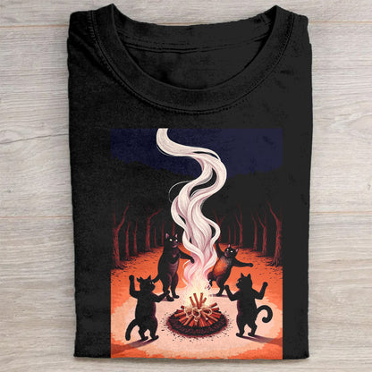 Black Cats Around a Campfire T-Shirt