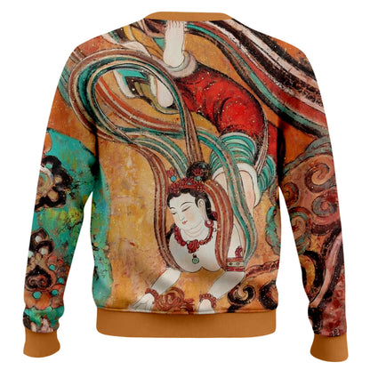 Dunhuang Art Buddha Print Long Sleeve Sweater