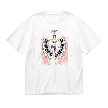 Musical Angel Graphic Design White T-Shirt