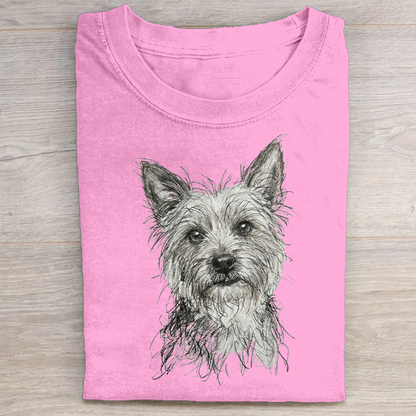 Heygraff™ Artistic Yorkie Sketch Graphic Collection | Vintage Washed Cotton  | Quiet Companions