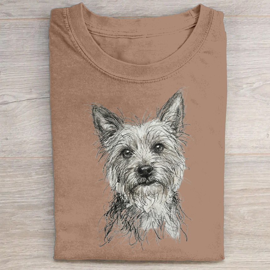 Heygraff™ Artistic Yorkie Sketch Graphic Collection | Vintage Washed Cotton  | Quiet Companions