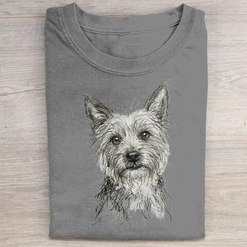 Heygraff™ Artistic Yorkie Sketch Graphic Collection | Vintage Washed Cotton  | Quiet Companions
