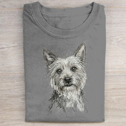Heygraff™ Artistic Yorkie Sketch Graphic Collection | Vintage Washed Cotton  | Quiet Companions