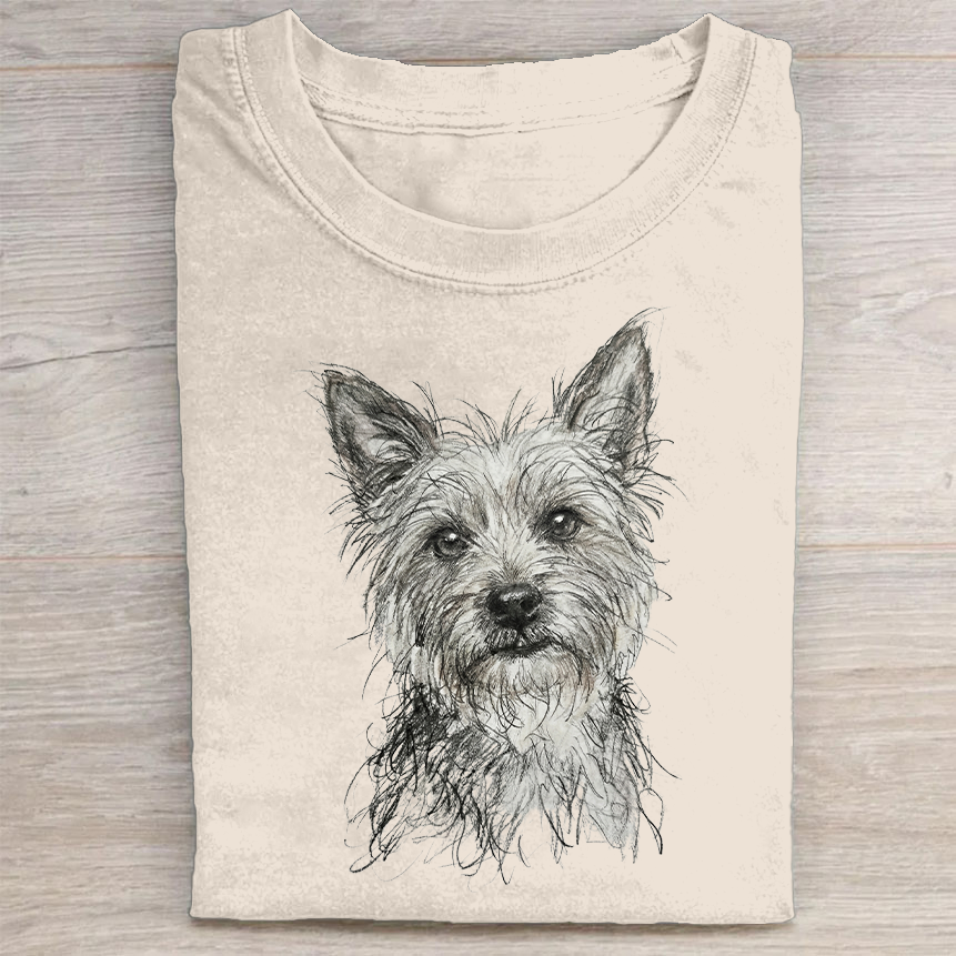 Heygraff™ Artistic Yorkie Sketch Graphic Collection | Vintage Washed Cotton  | Quiet Companions