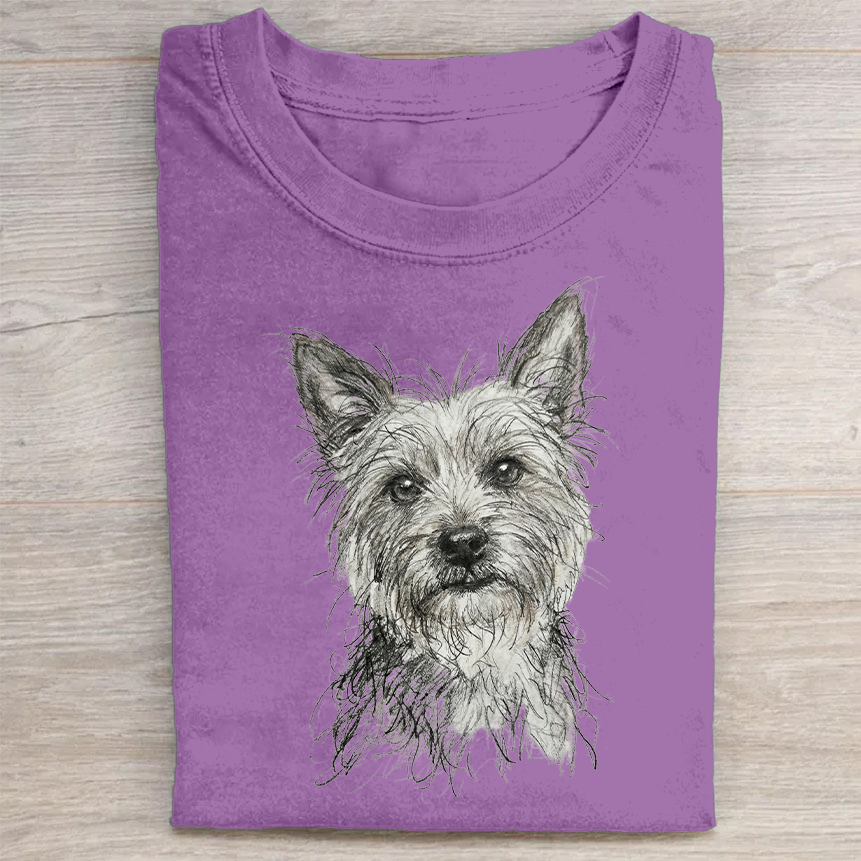 Heygraff™ Artistic Yorkie Sketch Graphic Collection | Vintage Washed Cotton  | Quiet Companions
