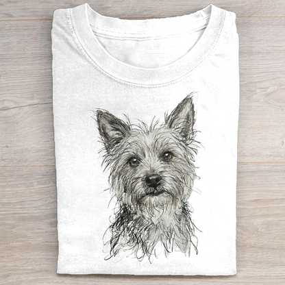 Heygraff™ Artistic Yorkie Sketch Graphic Collection | Vintage Washed Cotton  | Quiet Companions