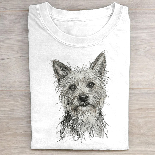 Heygraff™ Artistic Yorkie Sketch Graphic Collection | Vintage Washed Cotton  | Quiet Companions