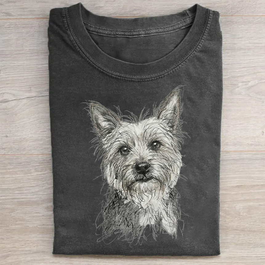 Heygraff™ Artistic Yorkie Sketch Graphic Collection | Vintage Washed Cotton  | Quiet Companions