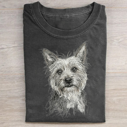 Heygraff™ Artistic Yorkie Sketch Graphic Collection | Vintage Washed Cotton  | Quiet Companions