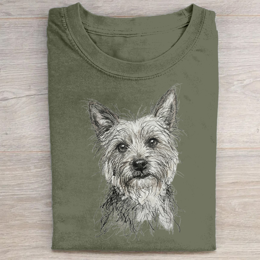 Heygraff™ Artistic Yorkie Sketch Graphic Collection | Vintage Washed Cotton  | Quiet Companions