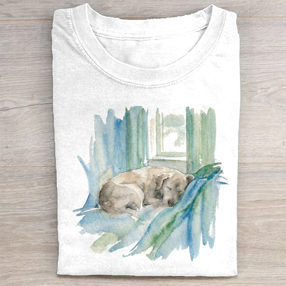 heygraff™ Soulful Companions" Hand-Drawn Dog Portrait tshirt | Vintage Washed Cotton| Quiet Companions