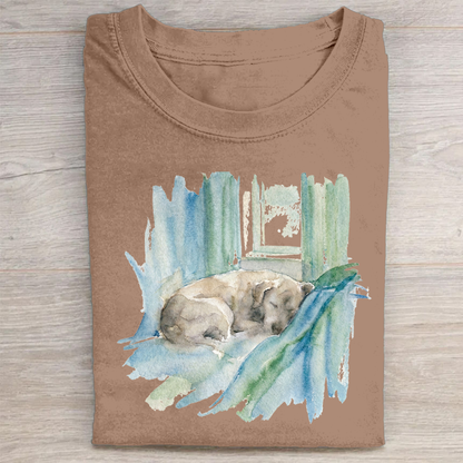 heygraff™ Soulful Companions" Hand-Drawn Dog Portrait tshirt | Vintage Washed Cotton| Quiet Companions