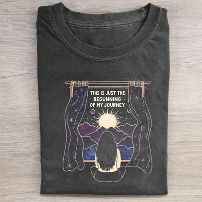 Vintage T-Shirt Black Cosmic Journey Graphic Tee for Casual Wear
