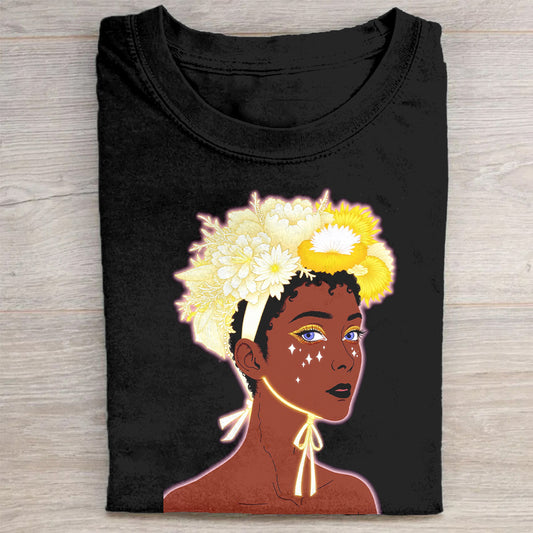African Woman Flower Crown Graphic T-Shirt
