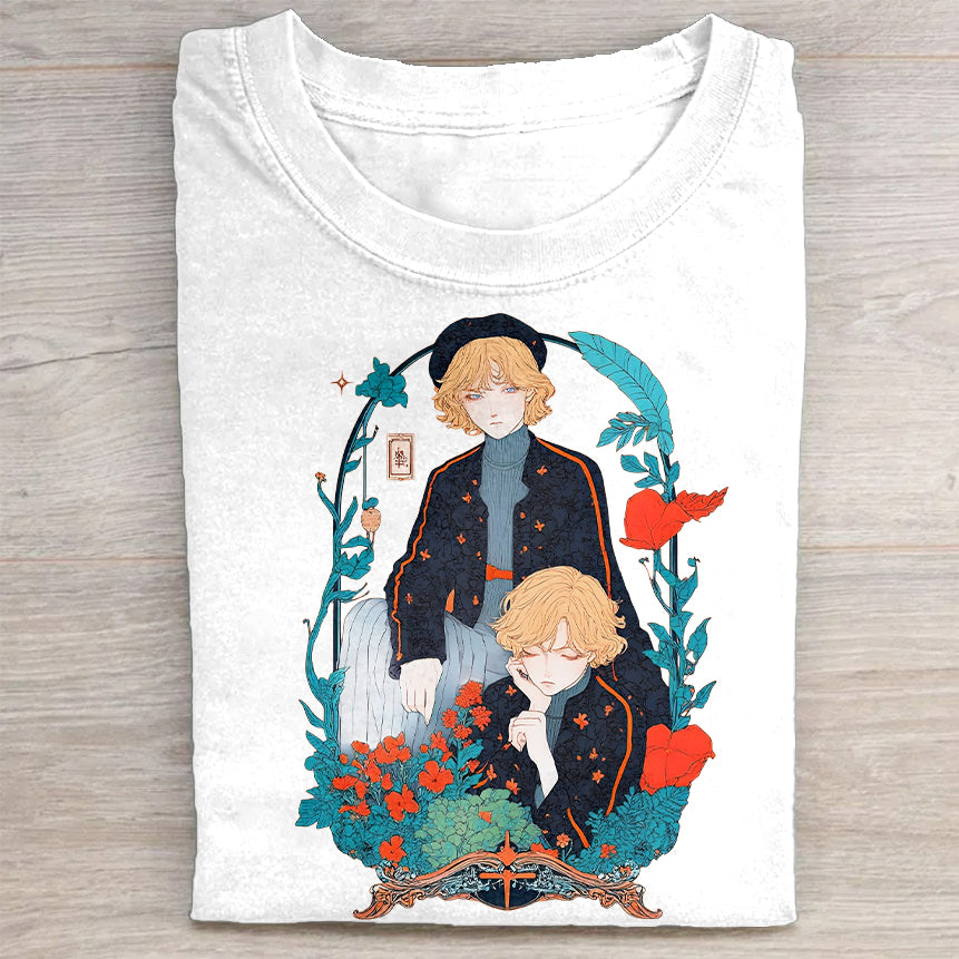 White T-Shirt with Colorful Graphic Print