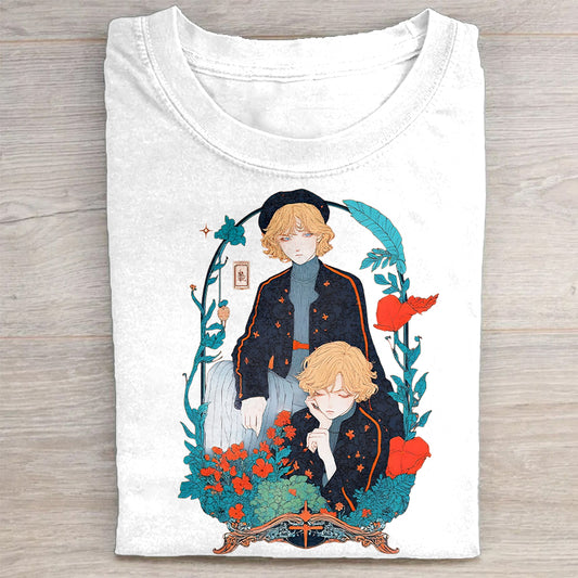 White T-Shirt with Colorful Graphic Print
