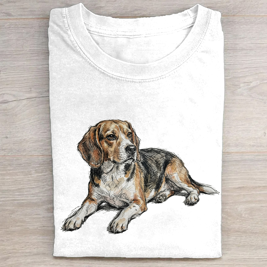 heygraff™ Unspoken Bond" Hand-Drawn Dog Series tshirt | Vintage Washed Cotton| Quiet Companions