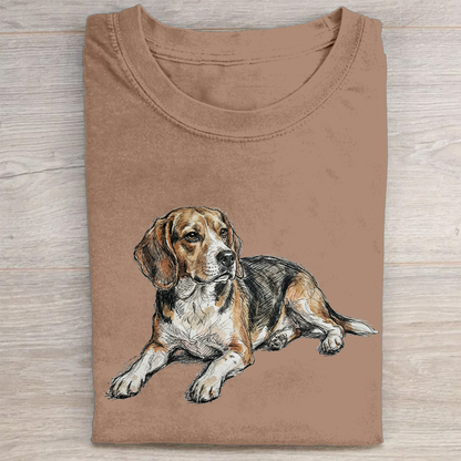 heygraff™ Unspoken Bond" Hand-Drawn Dog Series tshirt | Vintage Washed Cotton| Quiet Companions