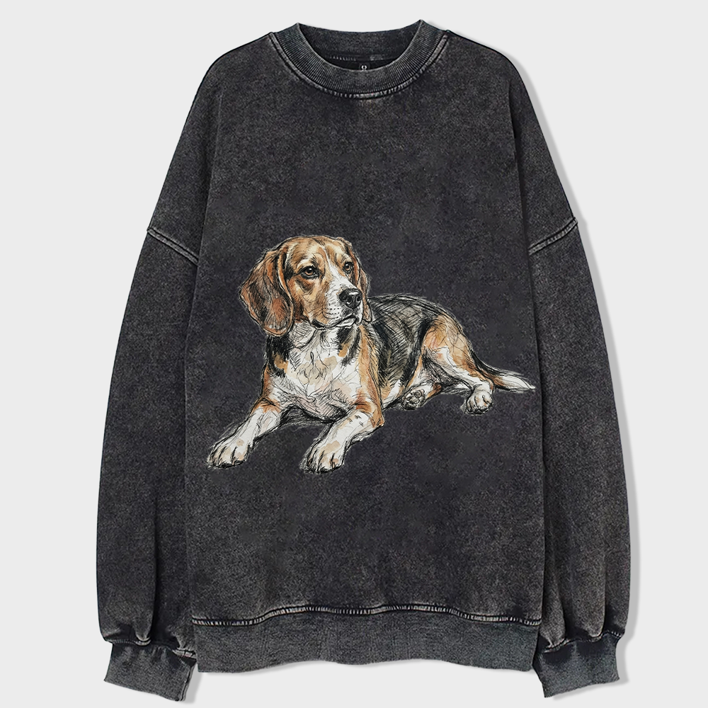 heygraff™ Unspoken Bond" Hand-Drawn Dog Series tshirt | Vintage Washed Cotton| Quiet Companions