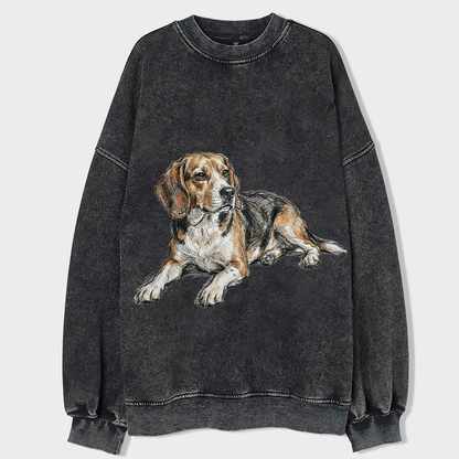 heygraff™ Unspoken Bond" Hand-Drawn Dog Series tshirt | Vintage Washed Cotton| Quiet Companions