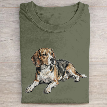 heygraff™ Unspoken Bond" Hand-Drawn Dog Series tshirt | Vintage Washed Cotton| Quiet Companions