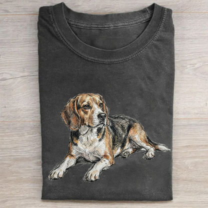 heygraff™ Unspoken Bond" Hand-Drawn Dog Series tshirt | Vintage Washed Cotton| Quiet Companions