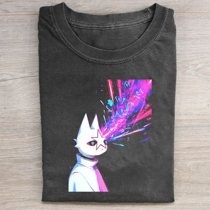 Neon Cat Graphic T-Shirt for Men Women Unisex Casual Short Sleeve Tee with Vibrant Design T-Shirt