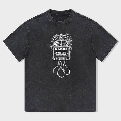 Retro Graphic T-Shirt Black Vintage Cassette Tape Design for Casual Wear