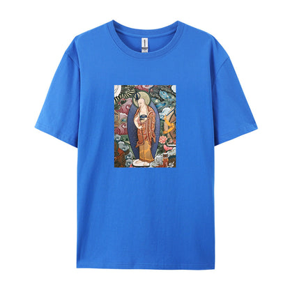 Buddhist Art T-Shirt for Men Women - Traditional Asian Buddha Painting Graphic Tee - Comfortable Casual Short Sleeve Top - Unique Spiritual Design Clothing