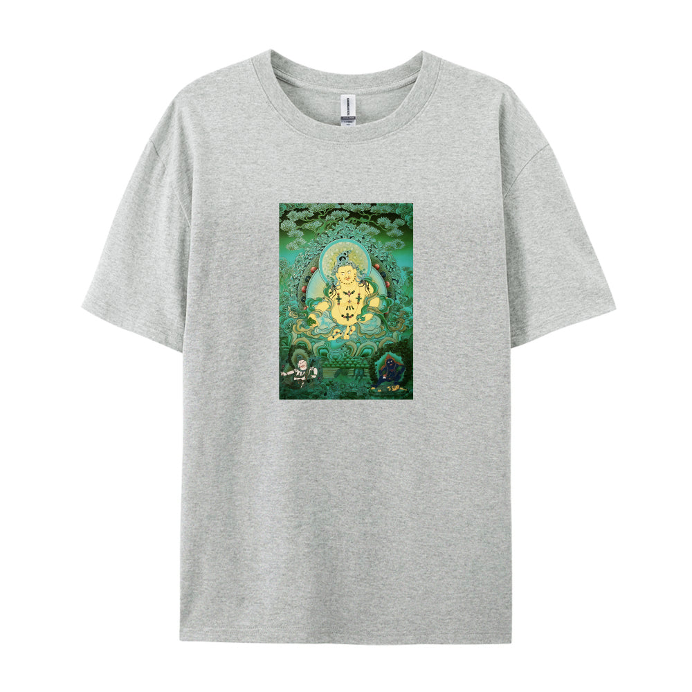 Buddhist Thangka Art White T-Shirt for Men Women - Tibetan Buddha Meditation Design - Spiritual Yoga Clothing - Unique Graphic Tee - Comfortable Casual Wear