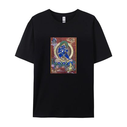 Buddhist Thangka Art T-Shirt  Blue Buddha Design  Spiritual Meditation Clothing  Unique Tibetan Style Graphic Tee  Men Women Unisex Fit  Comfortable Cotton Top