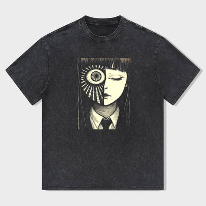 Artistic Graphic T-Shirt with Unique Sun Eye Design for Men Women - Fashionable Unisex Tee Shirt